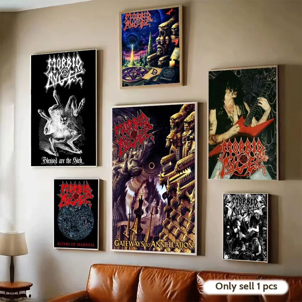 Metal Band M-Morbid Angel Poster Modern Self-Adhesive Art Wall Decals for Bedroom & Living Room Home Decor, Great Gift Idea