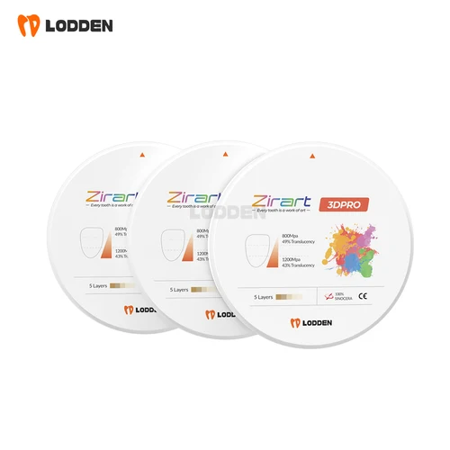 Imagen 2 del producto LODDEN 3D Pro Zirconia bloque multicapa fuerza 800-1200Mpa VITA 16 colores CAD CAM laboratorio Dental disco de Zirconia materiales de dentista