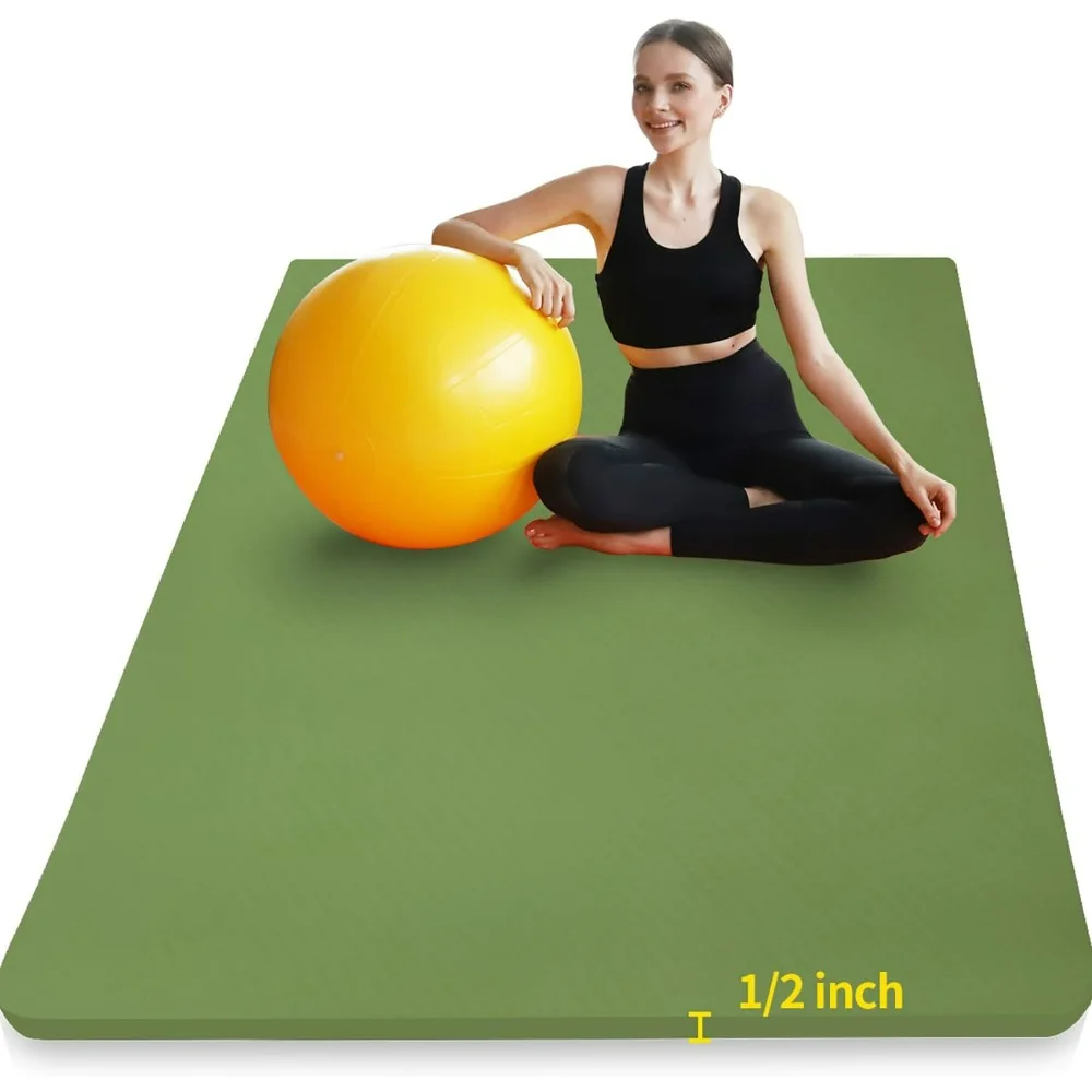 

Large TPE Yoga Mat 6'x4'x1/2" Extra Thick Non-Slip Exercise Mat Home Gym Workouts, Exceptional Grip and Tear Resistance.