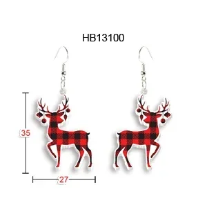 

Acrylic Red Christmas Theme Earrings Big Long Dangle Drop Unique North America Animal Jewelry For Women Girls Kid Gift