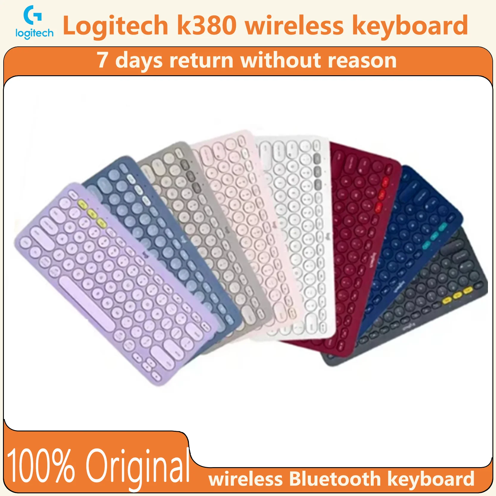 Original Logitech Fashion Series K380 Wireless Bluetooth Keyboard Computer iPad Office Multi-device Link Light and Portable