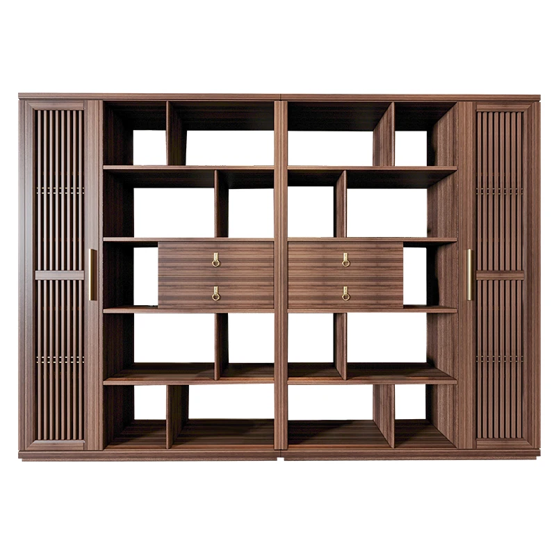 

New Chinese black walnut bogu shelf, solid wood bookshelf combination, display shelf