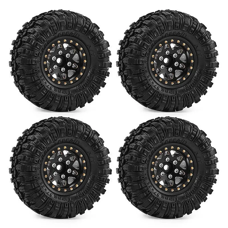 

TRX4M 4PCS Metal 1 Inch Wheels with Tires Upgrade Hub Tyre Set for 1/18 RC Crawler Car Trxs TRX4-M Defender Bronco SCX24 FMS