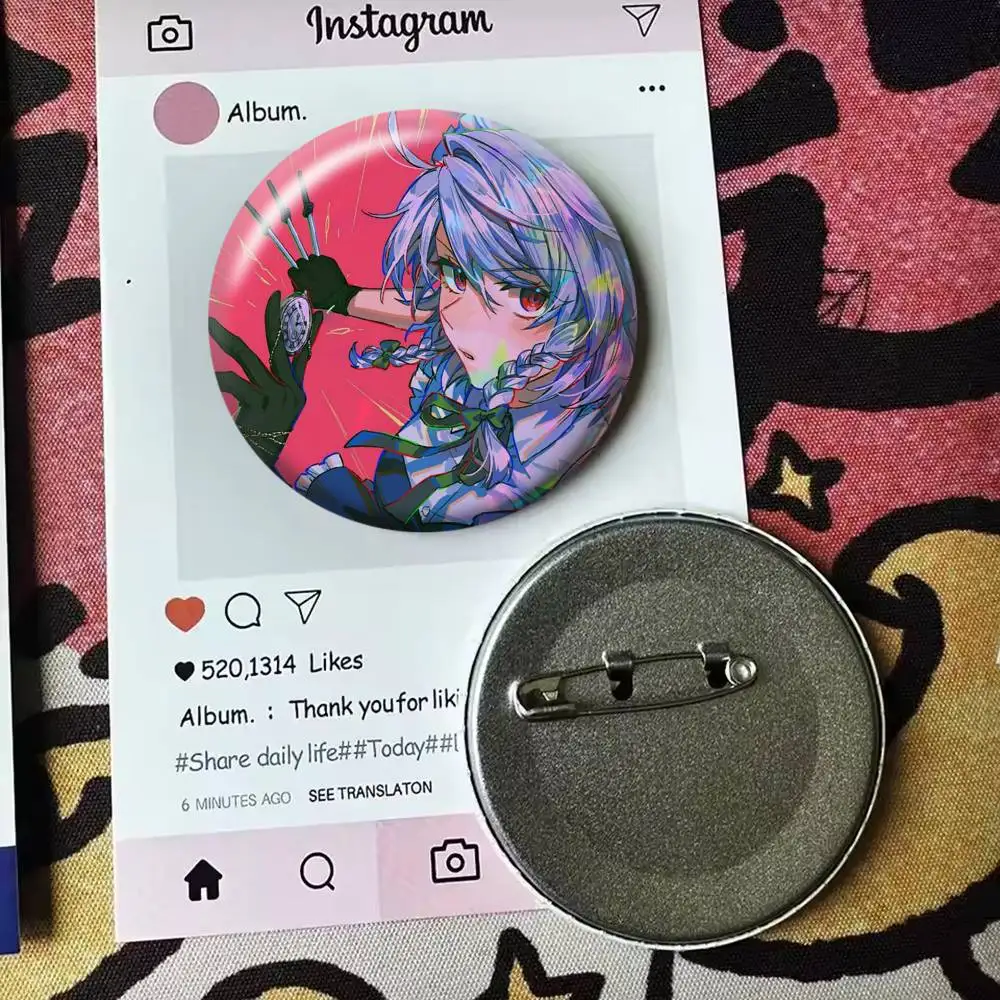 Izayoi Sakuya TOUHOU Project   Badge 25 32 44 58 75 mm Round Fans Collect Friends Gifts Brooch Souvenir