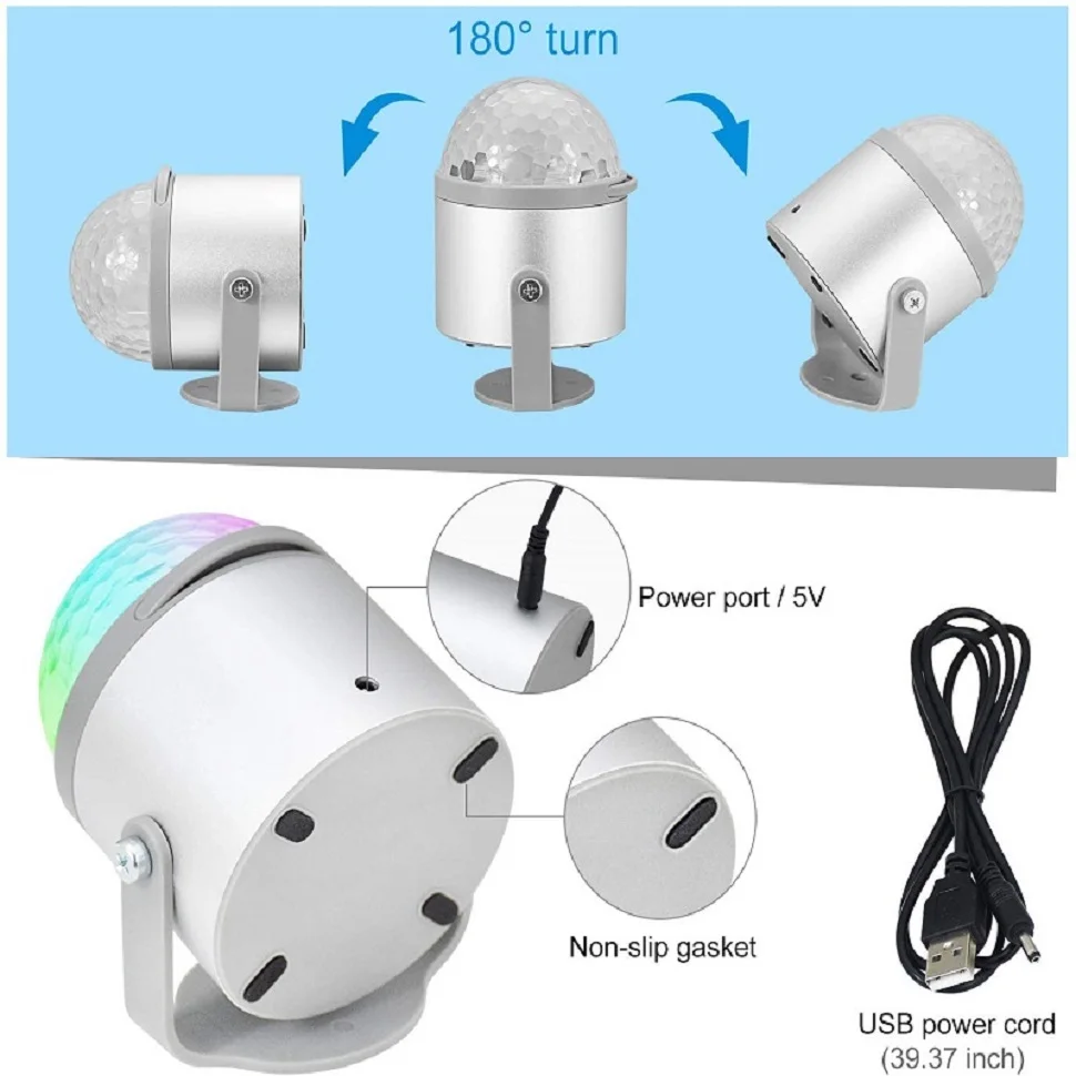 Led Stage Disco Light Rotating Dj Ball Strobe Remote Sound Control Magic Dance Car Rgb Christmas Gift Party Club Laser Show Lamp