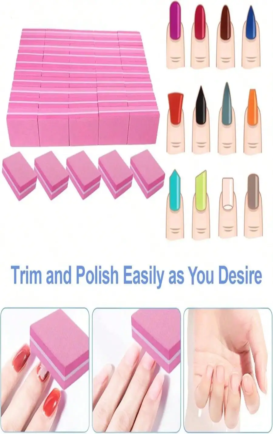 50 sztuk mini bloków polerskich do paznokci o gradacji 180/240 do paznokci akrylowych i naturalnych