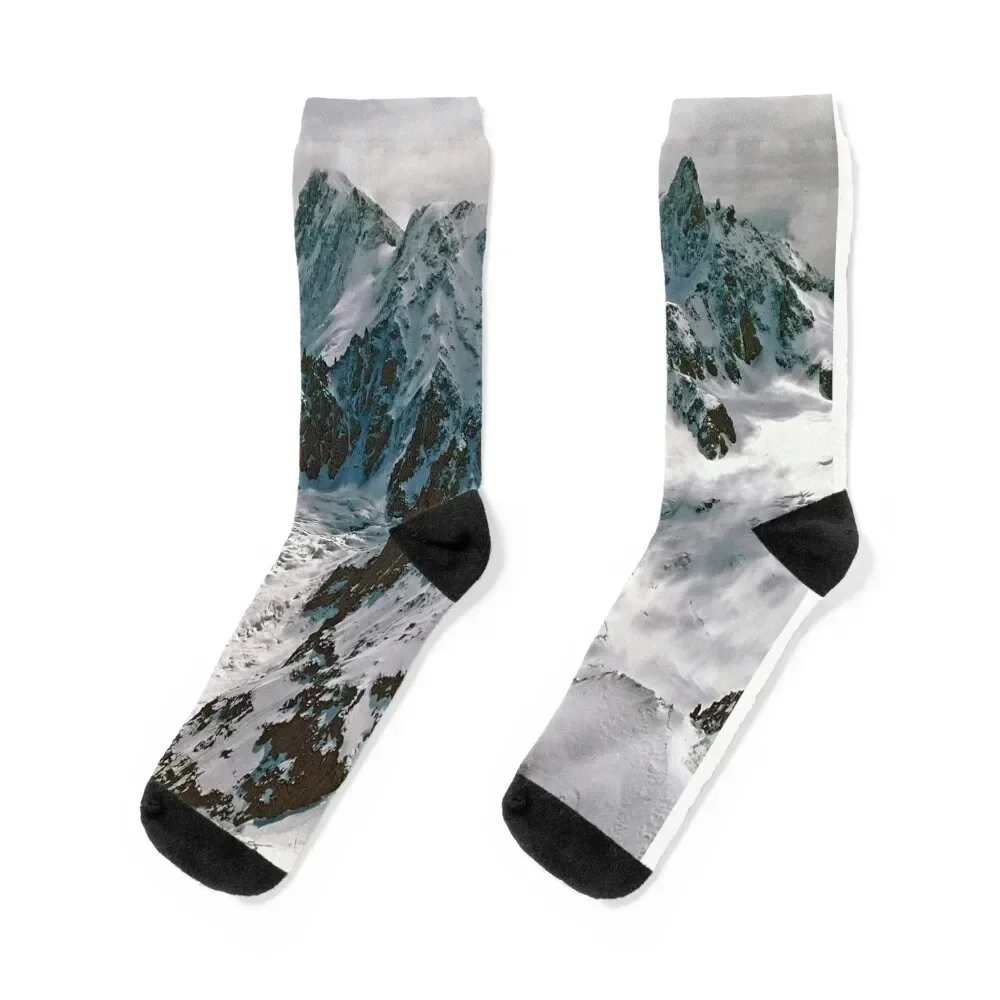 Chamonix Aiguille du Midi Mont Blanc Massif French Alps France Socks Wholesale custom sports Girl'S Socks Men's