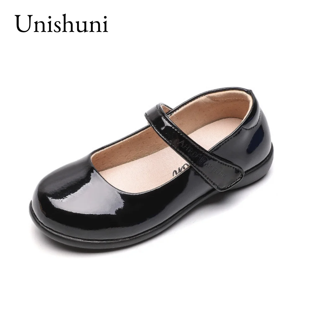 Unishuni Black Mary Jane Shoes for Girls All Black School Uniform Shoes Princess Performance Dress Shoes Lightweight Soft Sole