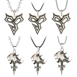 Game Final Fantasy Necklace Sleeping Lion Head Cross Pendant Chain Necklace collares Jewelry Accessories For Men Women Gift