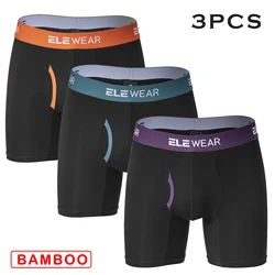 3 pcs Bamboo Men Underwear Boxers With Opening Breathable Boxershorts Men's Panties Underpants Plus Size Fashion Boxers Brief