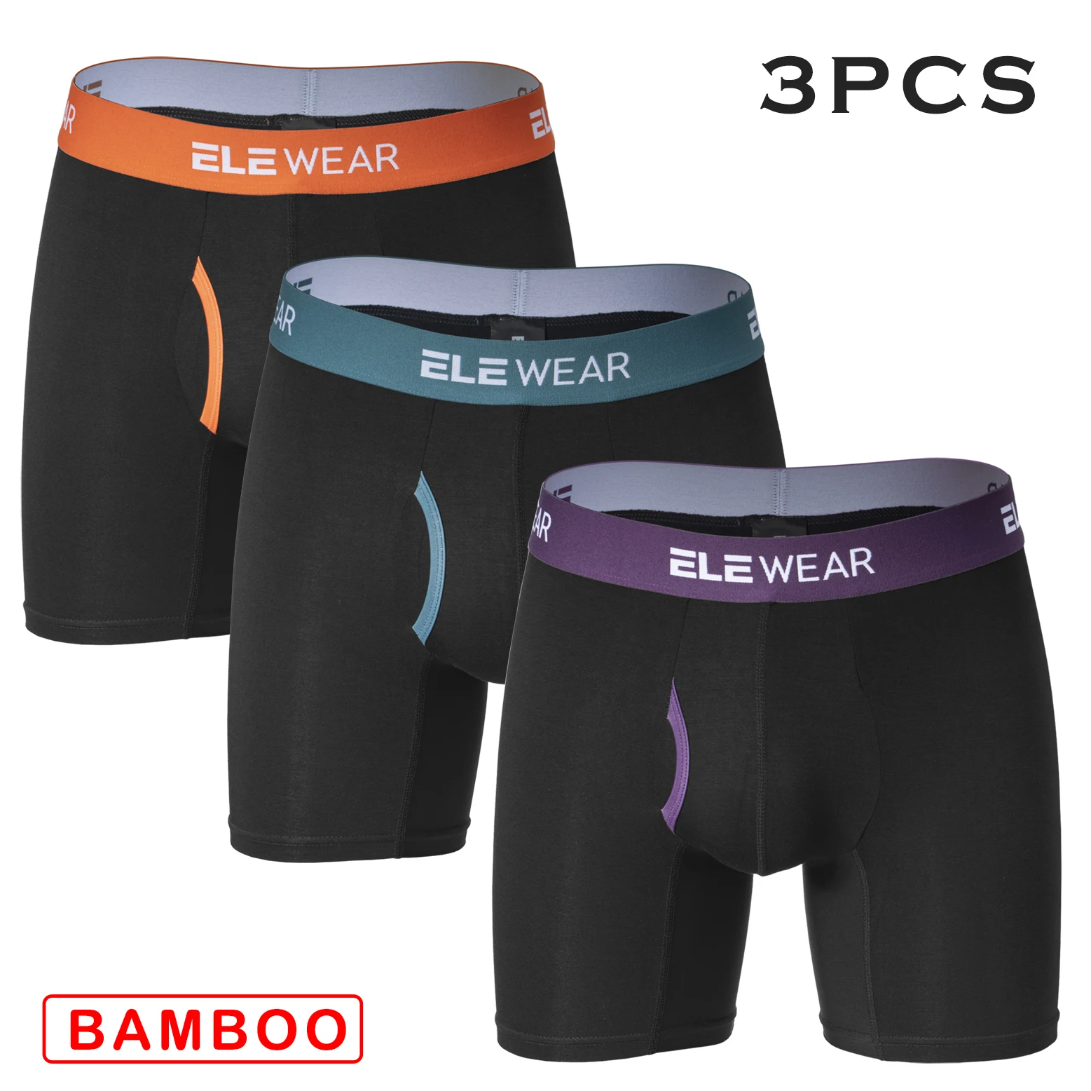 3 pcs Bamboo Men Underwear Boxers With Opening Breathable Boxershorts Men's Panties Underpants Plus Size Fashion Boxers Brief