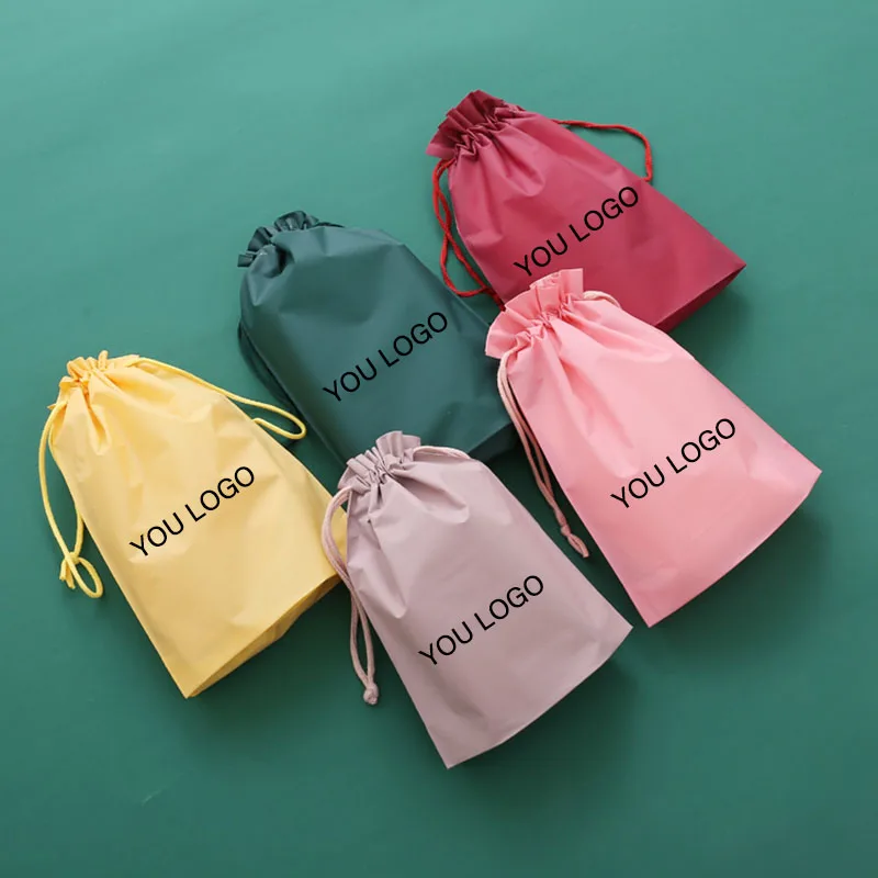 50pcs Custom Logo Clothing  Drawstring Bags Fabric Storage Bag for Sundries Fruit Vegetable Kitchen Produce Bags Gift