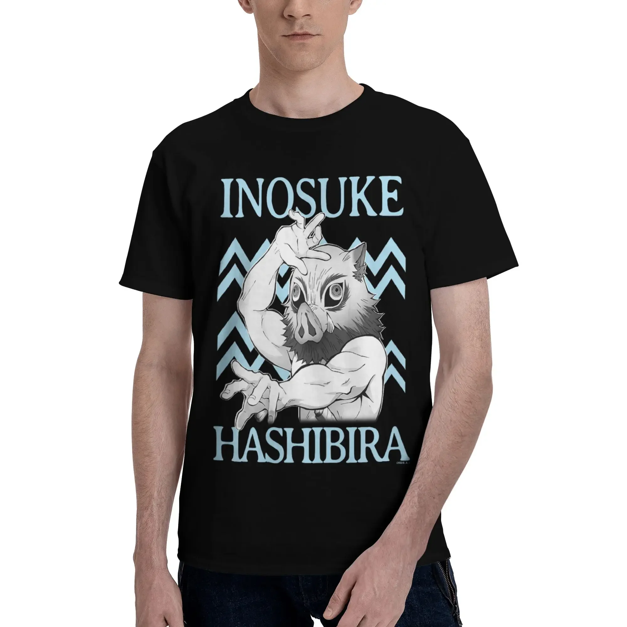 Bandai Demon Slayer  Kimetsu no Yaiba Inosuke Hashibira Men's T-Shirt Clothes  Funny Tee Shirt Short Sleeve fugees Cotton