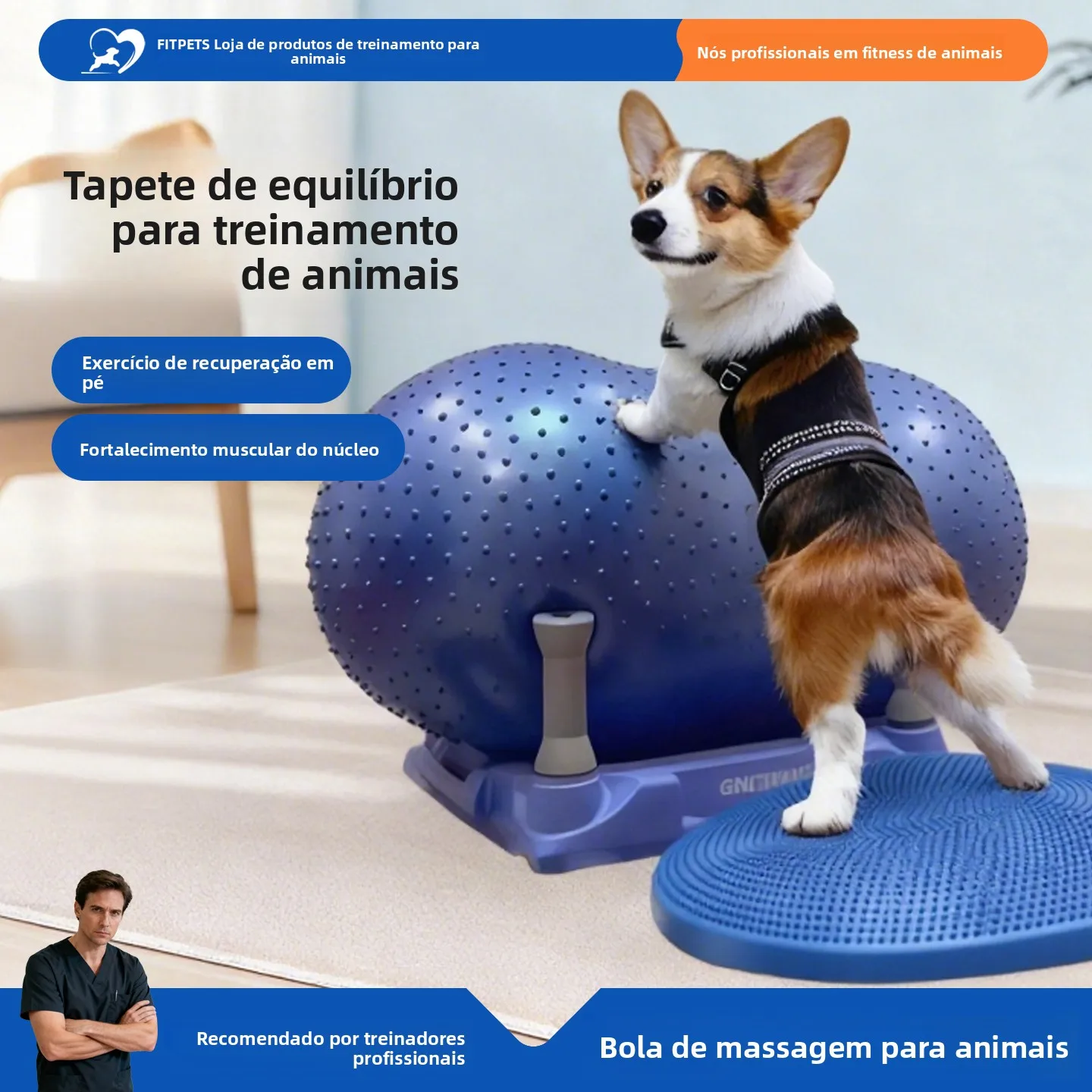 Equipamento de Treinamento e Reabilitação para Cães: Bola de Amendoim para Exercício de Animais Paralisados e Almofada para F...