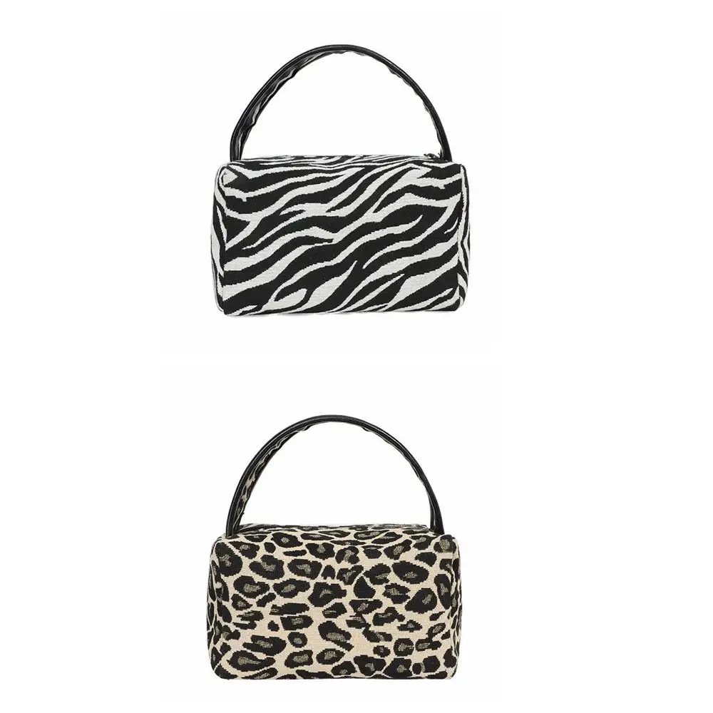 Zipper Leopard Makeup Bag Large Capacity Cosmetic Cases Canvas Pillow Bag Skincare Organizer Purse Make Up Pouch Bag Girl
