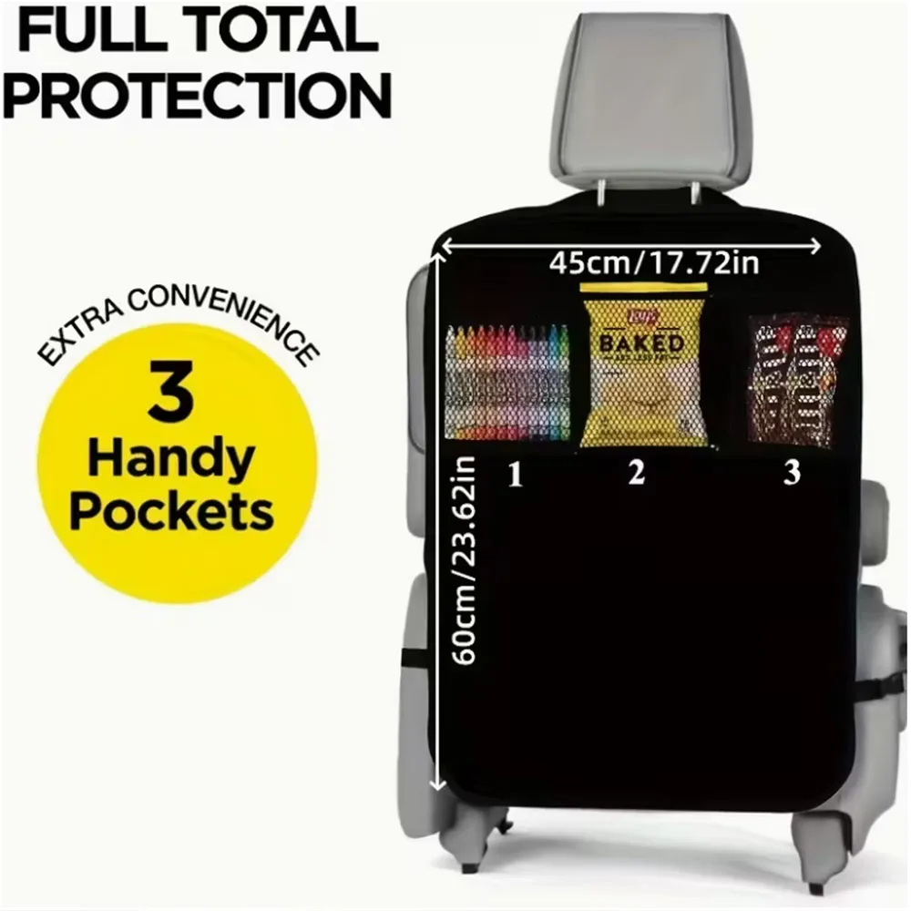 واقي خلفي لمقعد السيارة مع جيب شبكي - سهل التنظيف، مناسب للمركبات المختلفة، منظم الوجبات الخفيفة والألعاب المثالي #1