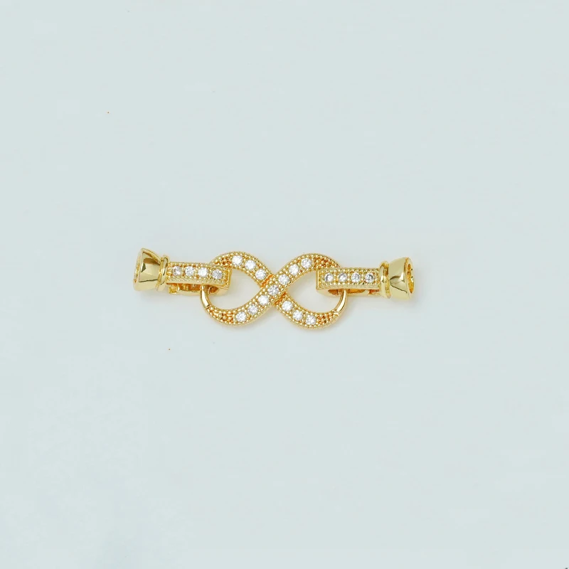 10 Pcs Inlaid Color Zircon 8 Zigzag Bow Connector for Diy Bracelet Necklace Making Copper Plated Clasp Bend Jewelry Accessories