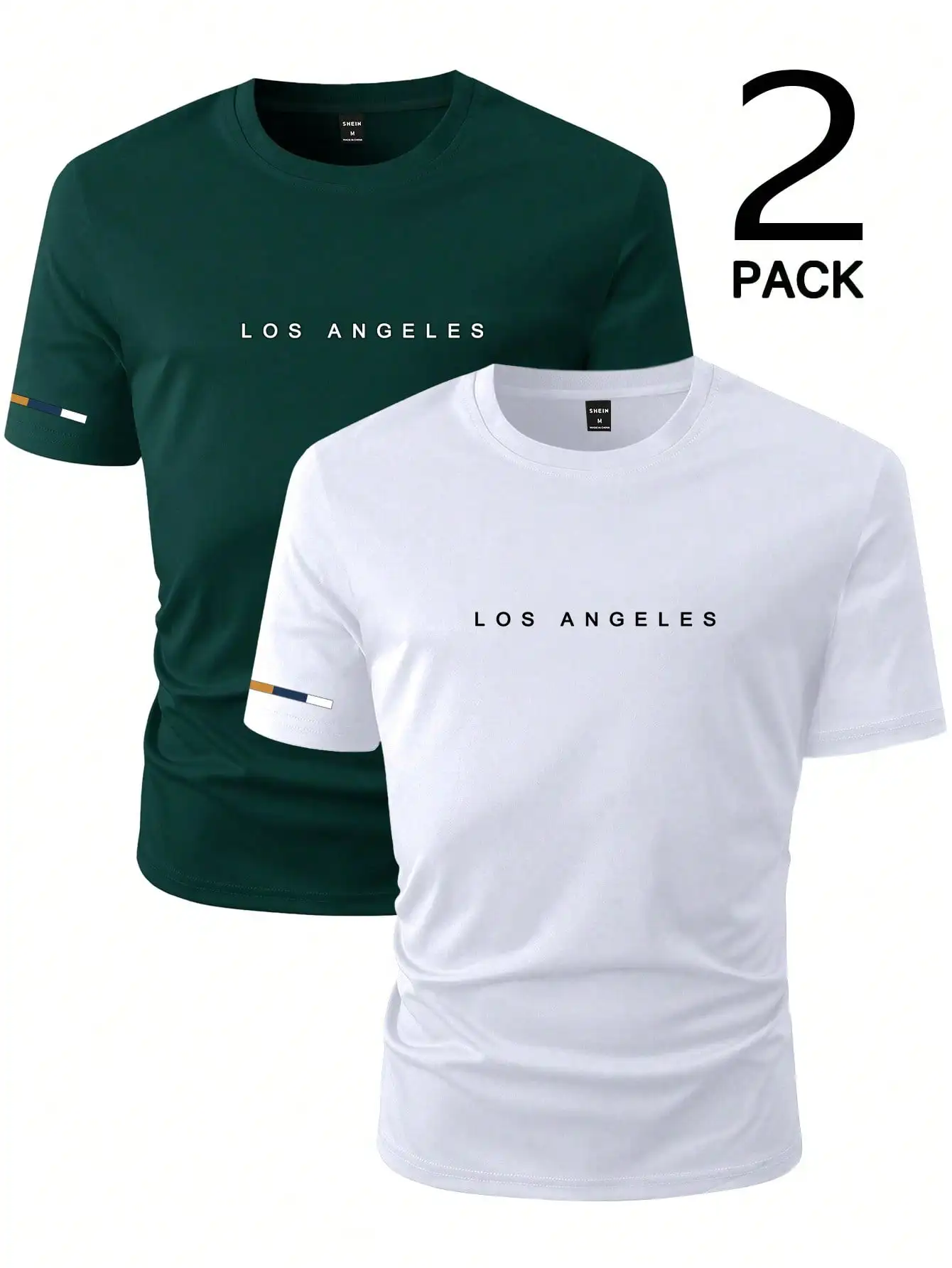 

Комплект из 2 мужских повседневных футболок с коротким рукавом и принтом с надписью City Letter, для повседневной носки весной и летом