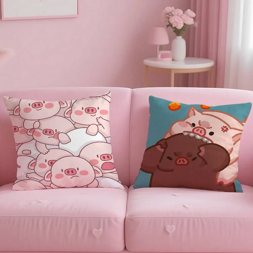 لطيف أنيمي الوردي خنزير Kwaii الكرتون كيس وسادة آمنة مخصص صور وسادة ، مكافحة تتلاشى نحى الصوف وسادة ، الأمهات #2