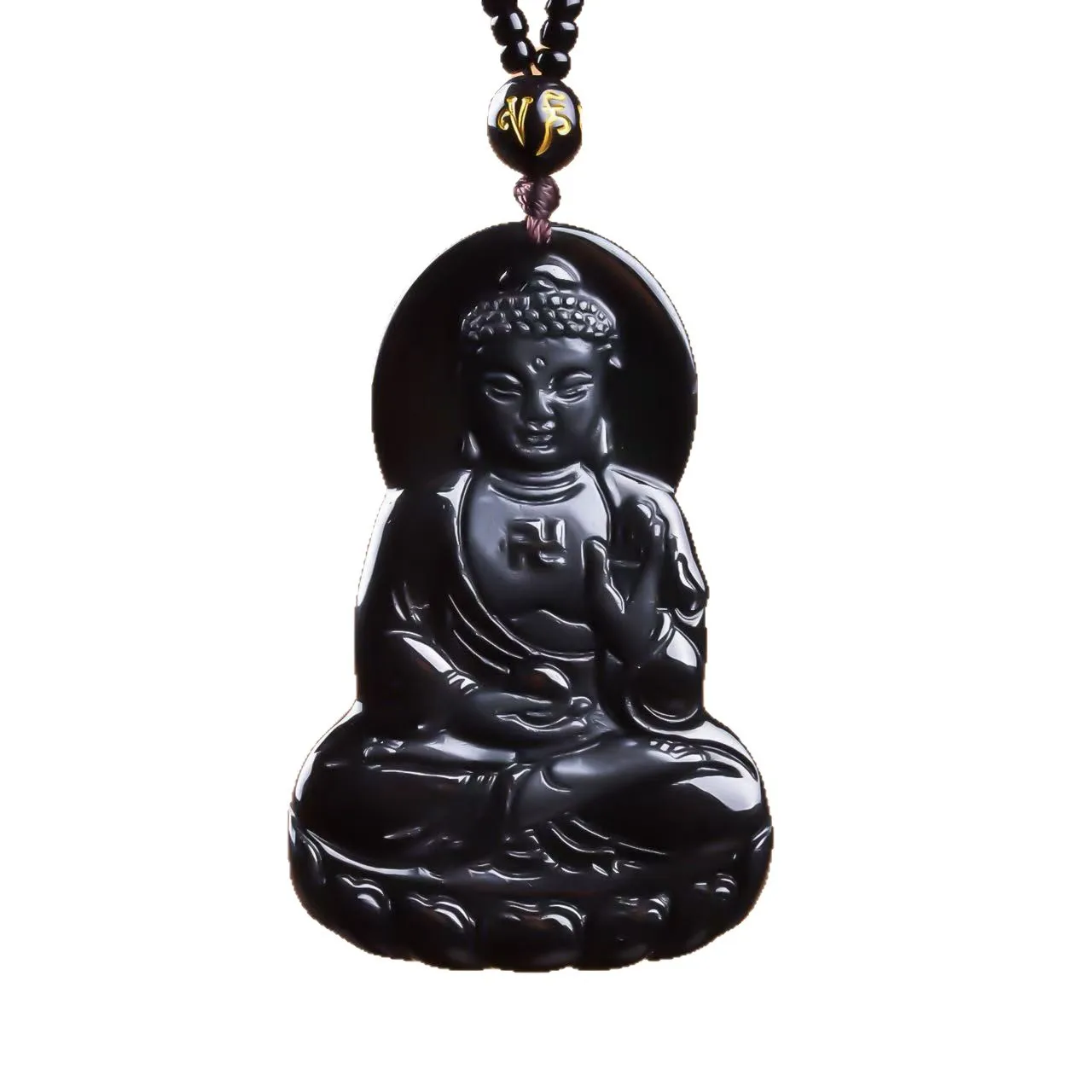 Authentic natural Ink Jade A-grade Jadeite Amitabha Buddha Ice Seed Jade Pendant Buddha Statue Pendant For Men's Gifts Drop Ship