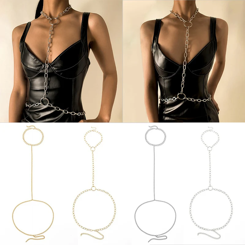 Punk Trendy Simple Beach/Party Necklace With Belly Body Chain Sexy Waist Chain Jewelry Hip hop Style Streetwear Accessory Hippie