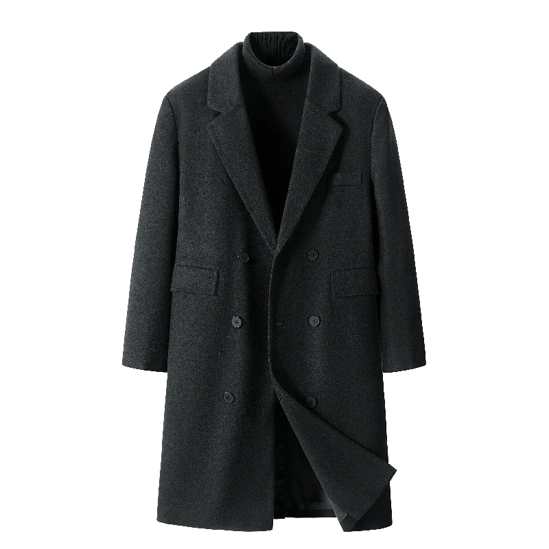Jesienno-zimowe najnowsze płaszcze wełniane do kolan męskie, codzienne, luźne płaszcze wełniane, koreańska wersja, duże rozmiary, długie płaszcze, wiatrówka