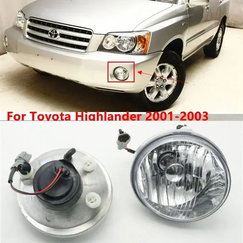 1 Pair Car Styling Front Bumper Fog Light Lamp with Bulb For Toyota Highlander KLUGER 2001 2002 2003 2004 2005 2006 2007