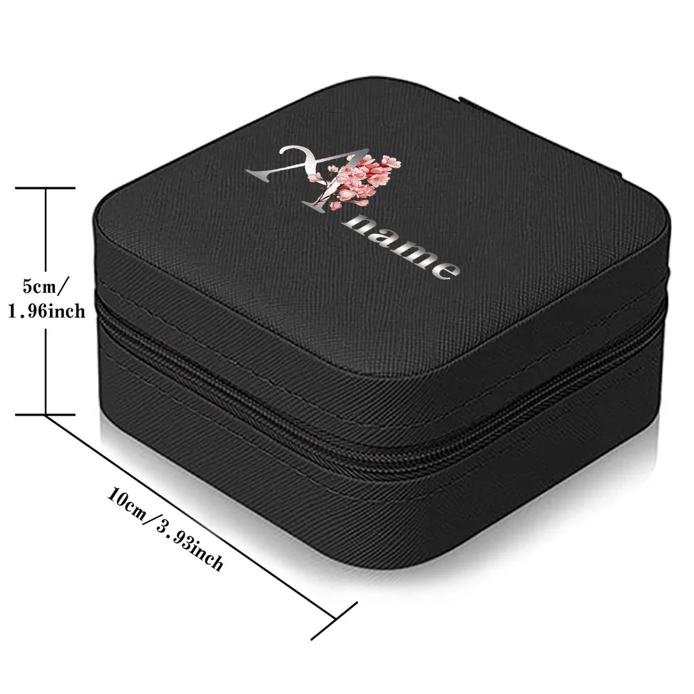 Personalized Customized Name Leather Portable Jewelry Box Large Capacity Travel Earring Organizer New Women's Cosmetic Bag