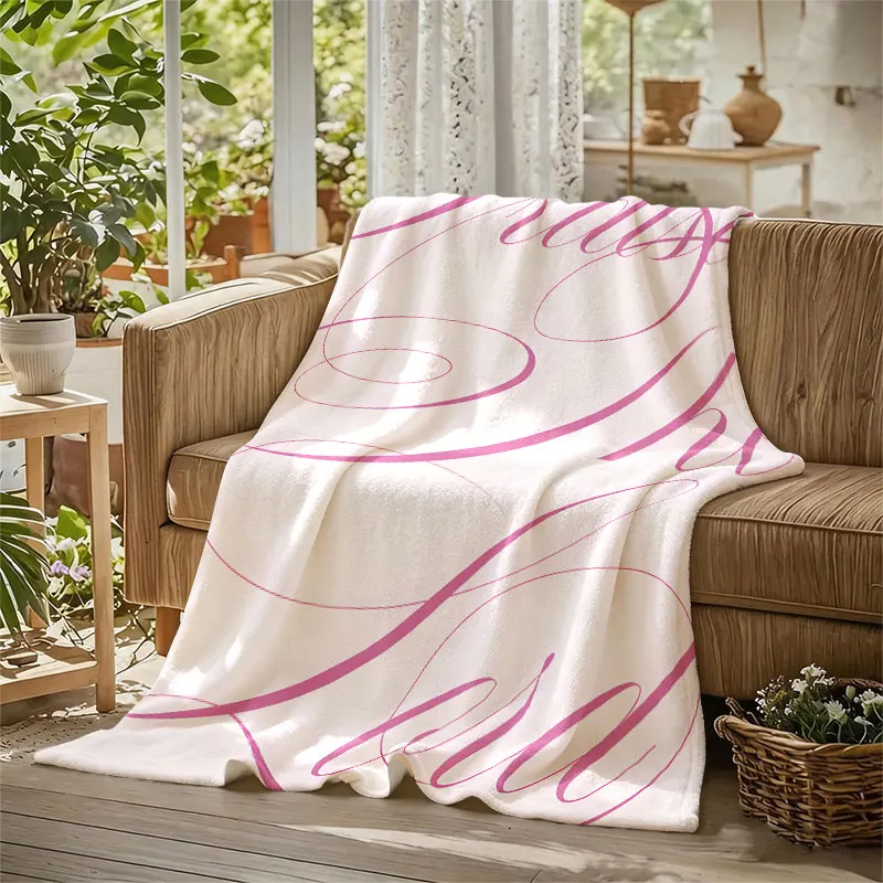 Praise Lord Calligraphy Pink Flannel Blanket Perfect for Sofa Office Bed Travel Sleep Read Relax Camping Four Season Use