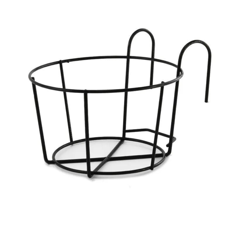 Black Deck Rail Balcony Fence Planter Flower Pot Railing Shelf Flower Pots Holder Wall Mounted Iron Frame for Storaging