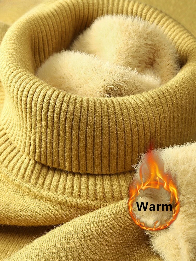 

Свитер для женщин, зимняя утепленная водолазка, тонкий вязаный пуловер, новый теплый плюшевый трикотаж на бархатной подкладке, джемпер, топы, повседневные поляры