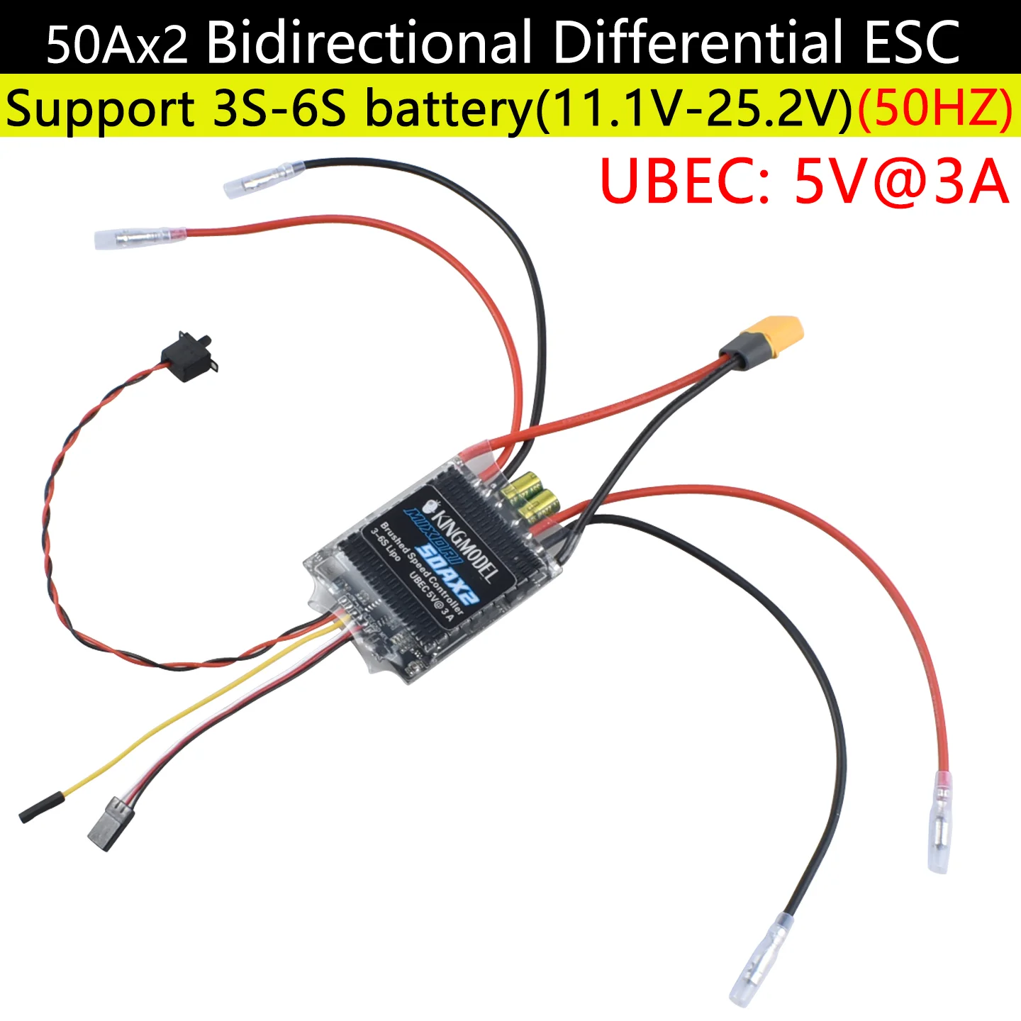 5A/5A PRO/10A/20A/30A/40A/50A/60Ax2 Dual Way Bidirektionale gebürstete ESC-Steuerung für Rc-Modellboot/Tank 180 bis 795 Bürstenmotor
