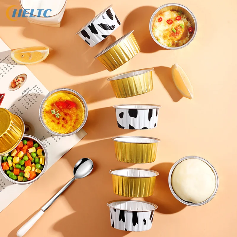 10Pcs Aluminum Foil Cupcake Cups Non-Stick Baking Muffin Cup Square Oval Pudding Dessert Cups Wedding Party Supplies