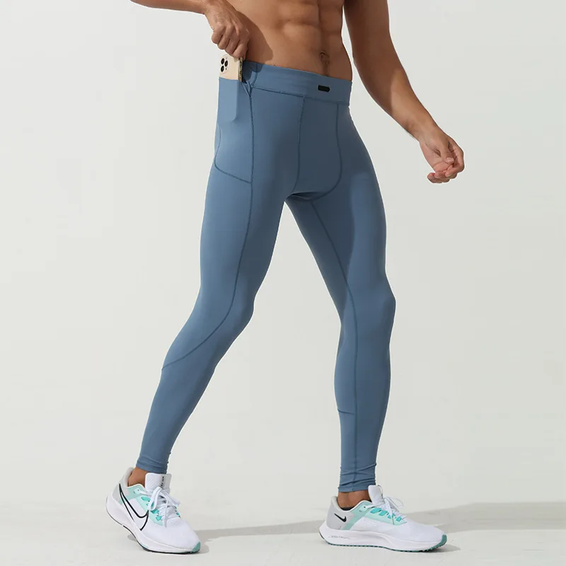 Męskie spodnie kompresyjne Dry Fit Running Tights Męskie legginsy gimnastyczne z kieszenią na telefon Spodnie sportowe treningowe Fitness Legginsy sportowe męskie