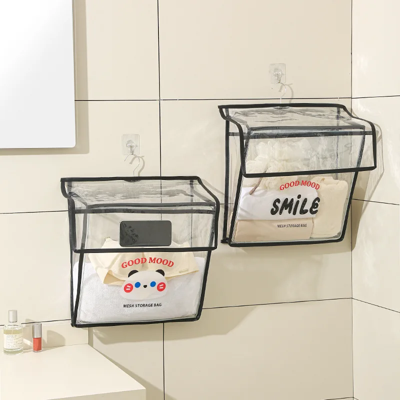 

Foldable Bathroom Storage Bag Waterproof Hanging Transparent Bag Large Capacity Clothing Storage