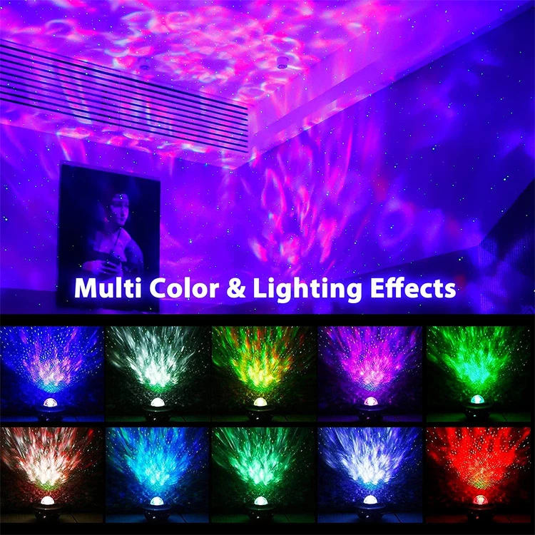 Wifi switch star water wave Halloween projector light,Christmas music space projector