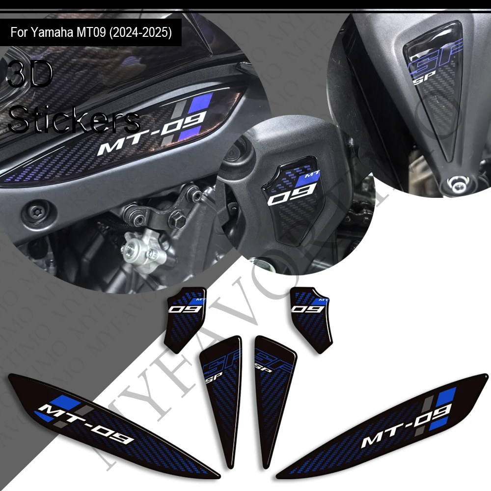 Autocollants de Protection de réservoir de carburant, autocollants de carénage de garde-boue avant, Kit d'autocollants en résine 3D pour Yamaha Mt09 MT-09 MT 09 2025 2024