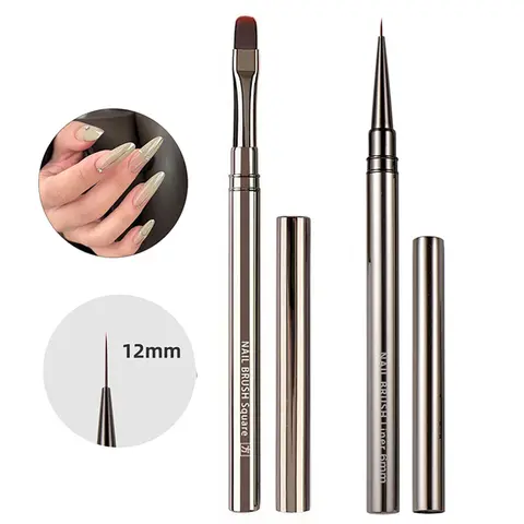 BORN PRETTY Nail Liner Brush DIY Drawing Painting Flower Line Stripes Pen Metal Handle UV Gel Nail Art Brushes Manicure Tool