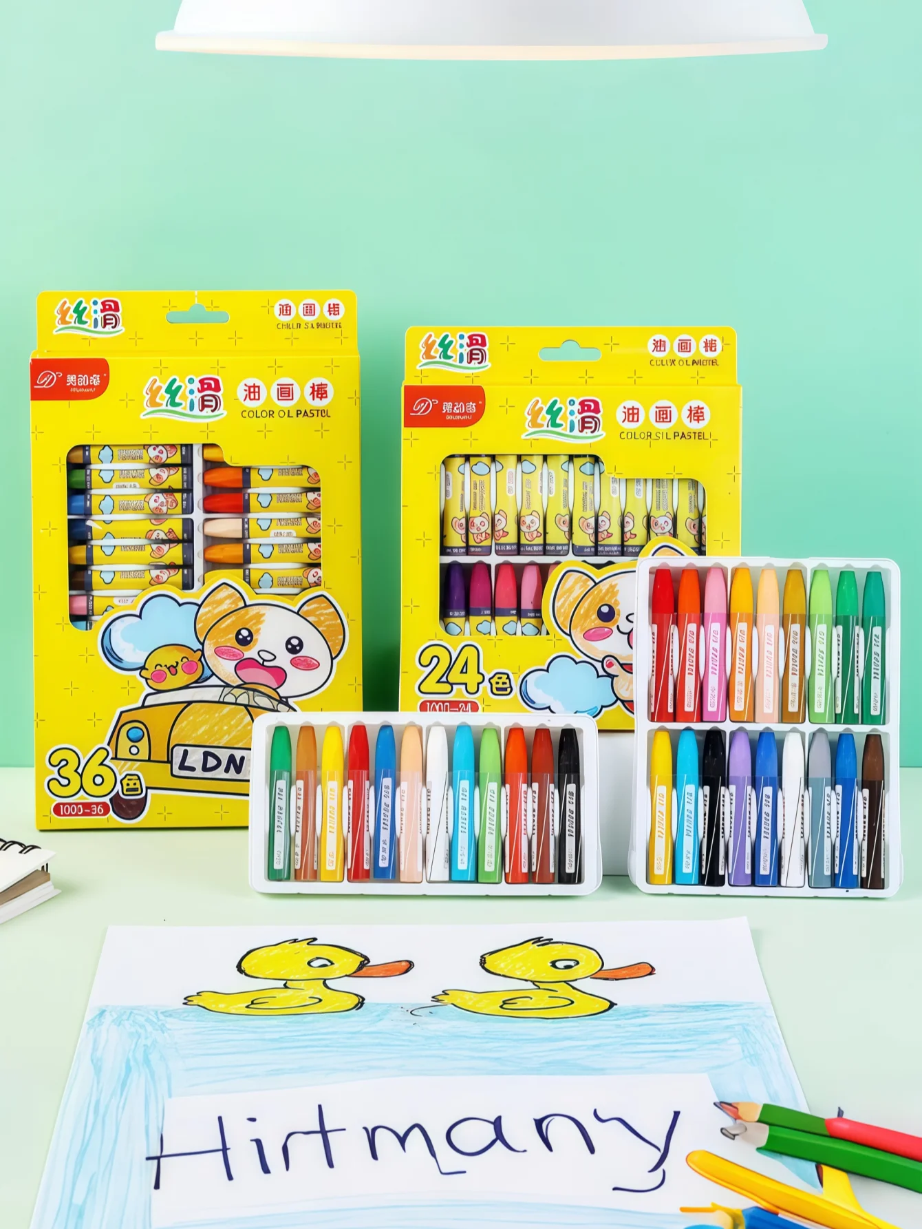 Set de pastel al óleo: lavable, adecuado como premios para estudiantes de primaria y niños de guardería, disponible en 12 colores, 24 colores