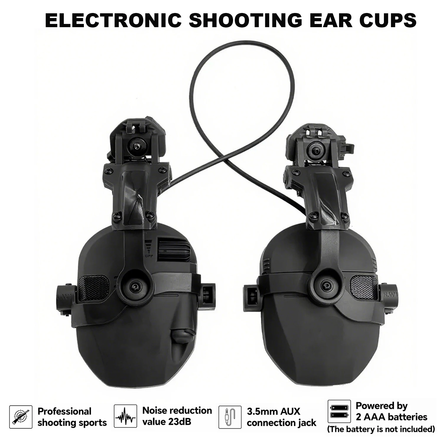 Tactical Headset for Helmet with ARC Rail Helmet Mount Adapters - Noise Canceling Headphones for Shooting & Hunting Earmuffs