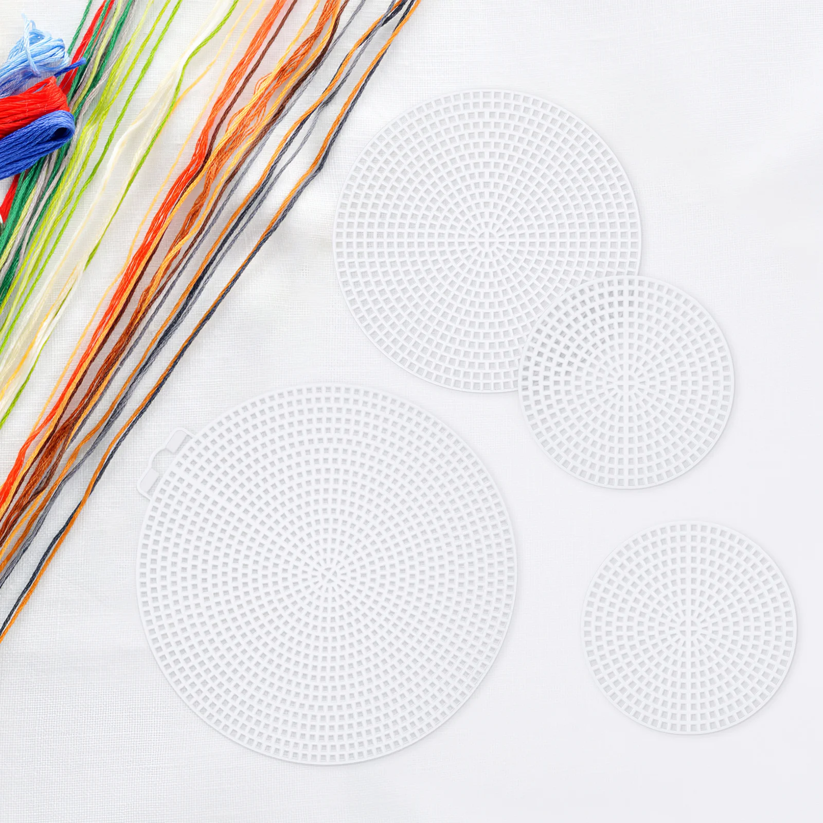 

30pcs Round Cross Stitch Mesh Sheets Premium Plastic Household Canvas Multi-Function Diy Sewing Accessories For Coasters Bags