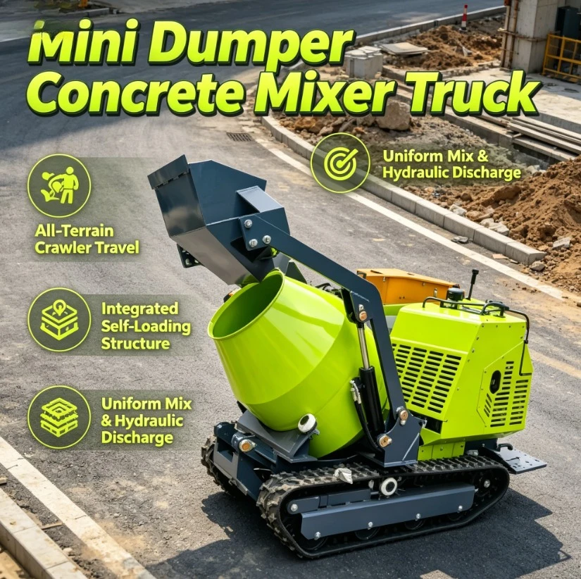 Customized Factory-Priced 0.3 CBM Self-Loading Concrete Mixer Machine Fast Shipping; Trackd Portable Mini Dumper For Pump Motor