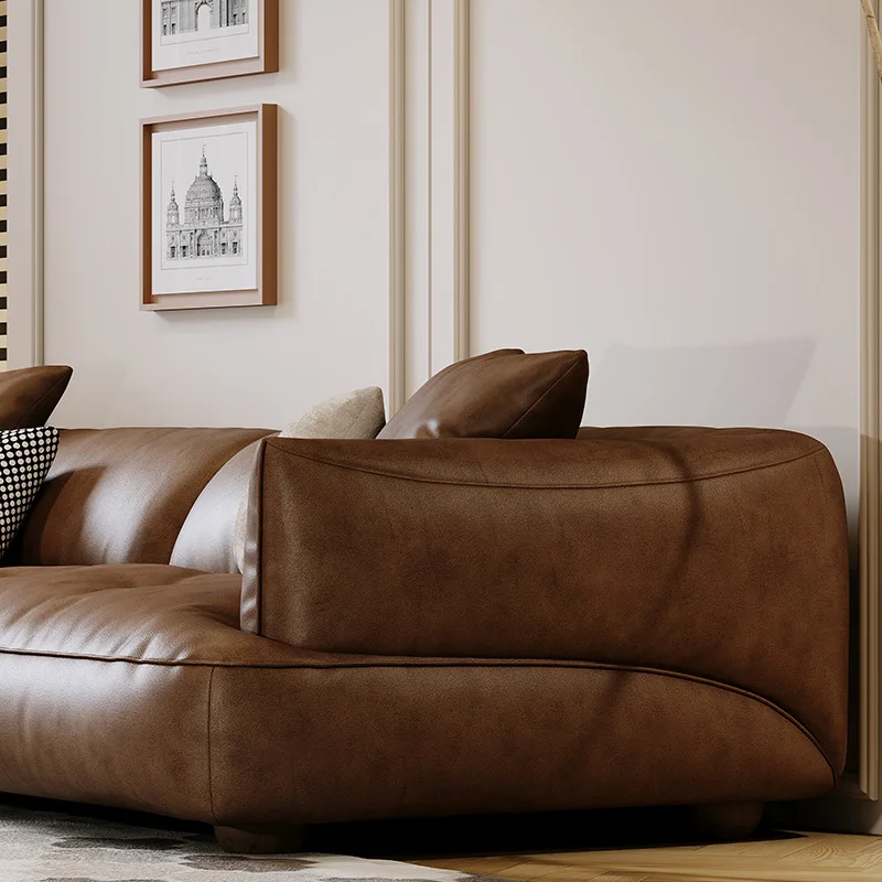 Layer cowhide retro simple straight row small apartment big sitting deep cloud