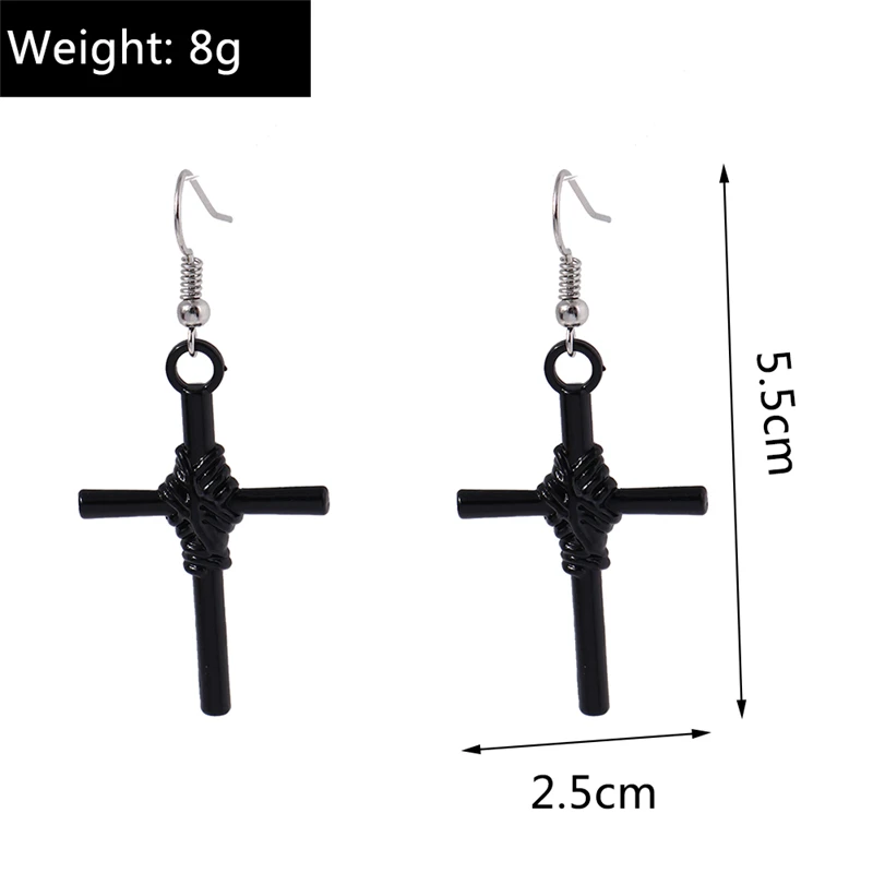 Mode Kristall Kreuz Tropfen Ohrringe für Frauen Gothic Kreuz Baumeln Haken Ohrringe Mädchen Party Festival Schmuck Geschenke – Detail 27