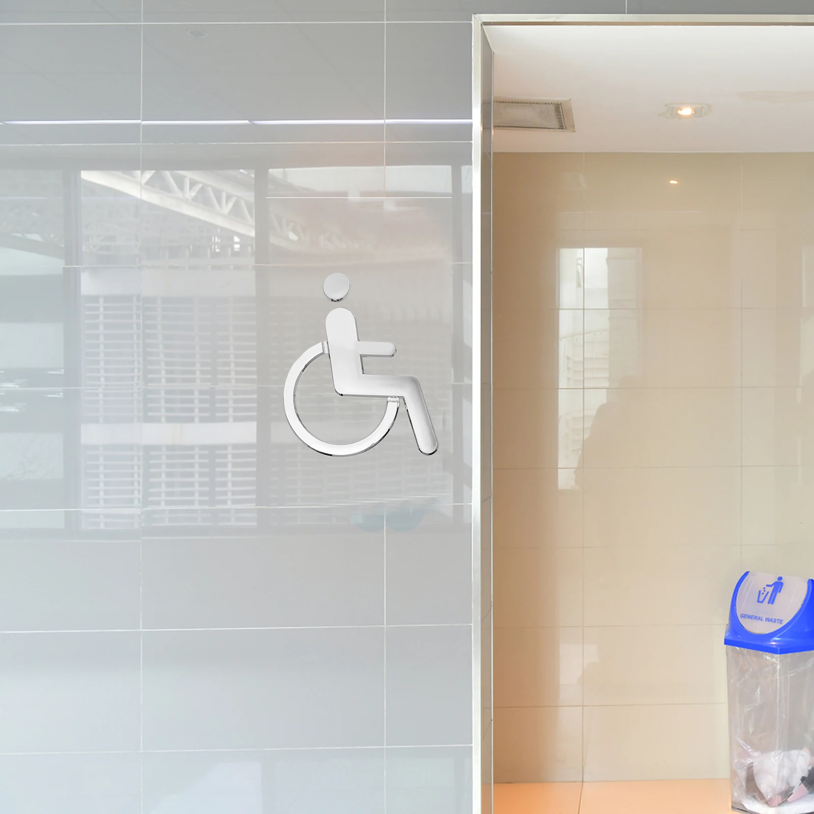 

Wheelchair Disabled Restroom Sign ABS Material Bathroom Handicap Toilet Accessible Traffic Safety Sign Long Service Practical