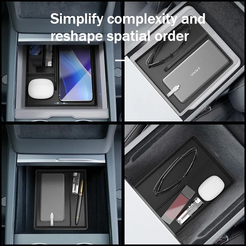 

For Tesla Model Y Juniper 2025 New Model 3 Center Console Armrest Storage Box Stowing Tidying Lower Bottom Mat Organizer Tray