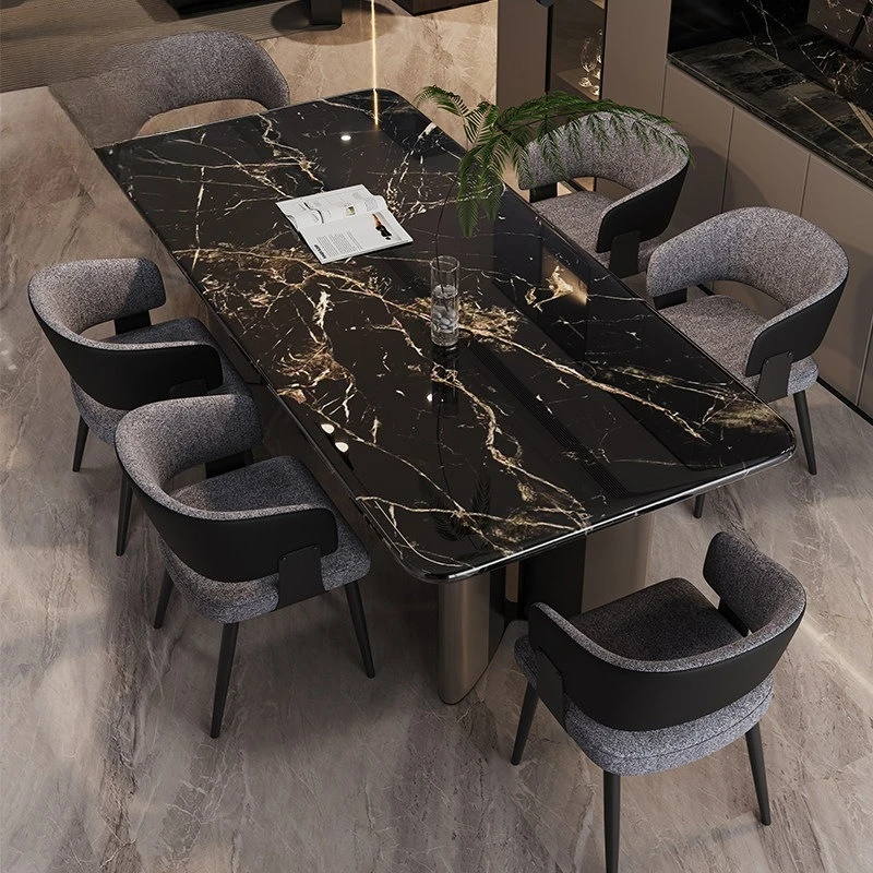 Modern simple rectangular household dining table and chair combination small apartment dining table