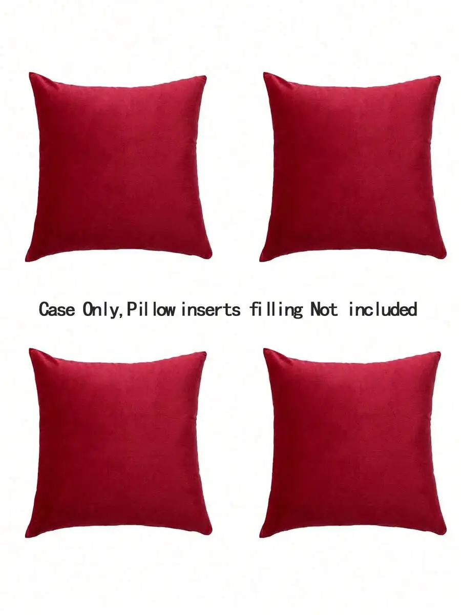 4pcs Set Modern Simple Soft Plush Solid Color Skin-Friendly Throw Pillow Covers, Home Bedroom Headboard Living Room Sofa