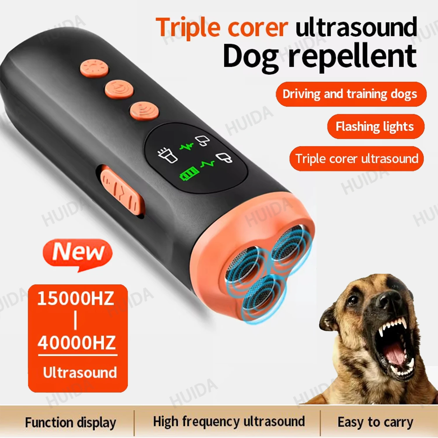 

Ультразвуковое устройство для отпугивания лая собаки с функцией дисплея, устройство для дрессировки лая, тройной отпугиватель собак с фонариком