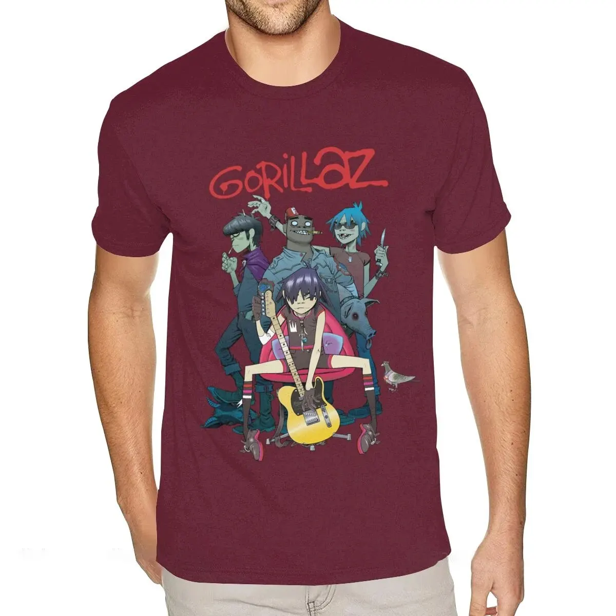 Rock Band Gorillaz Printed T-Shirts Men Women Fashion Short Sleeve Cotton T Shirt Streetwear Harajuku Unisex Tees Tops Clothing